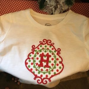 Girls Custom Christmas monogram shirt